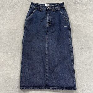 Obey Cargo Skirt Women 24 Denim Blue Y2K